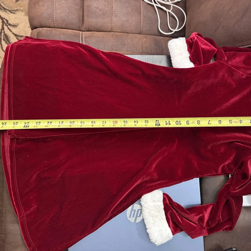 Velvet Christmas Dress Girls Size 8‎ Dark Red Burgundy Faux Fur Trim Santa Party